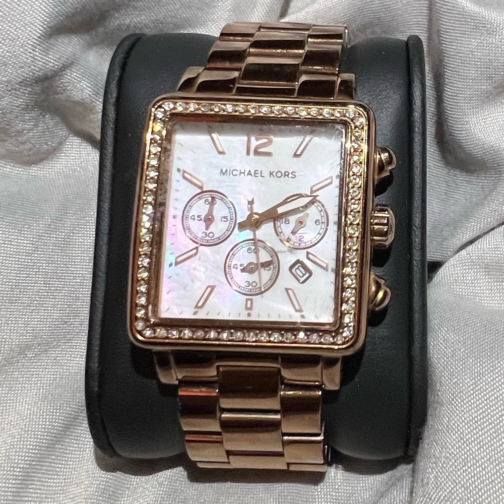 Michael Kors square face watch - very used. Rose gold